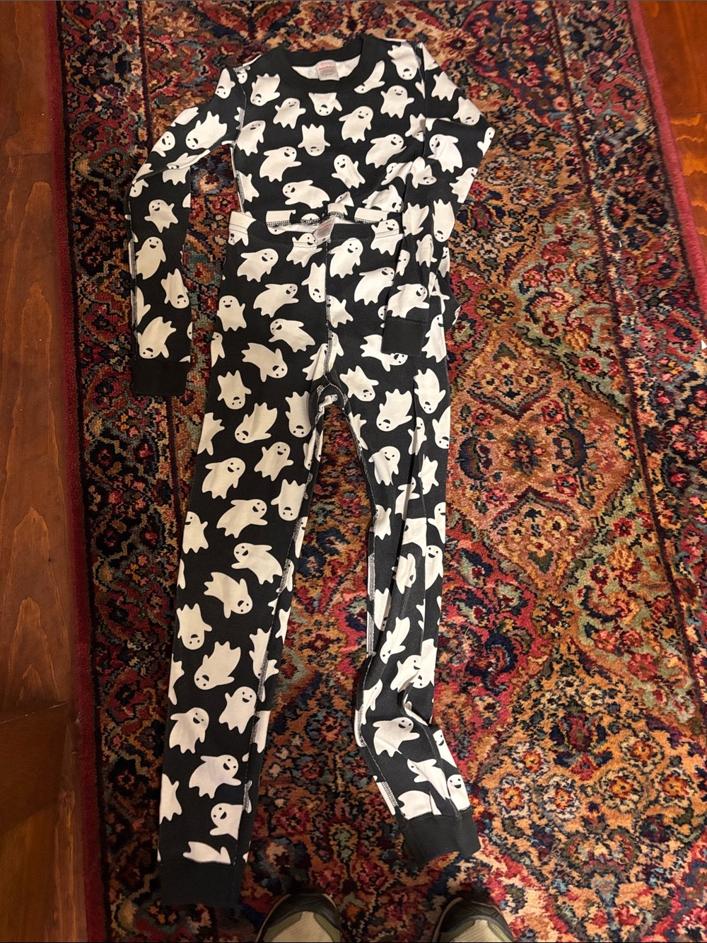 Hanna Andersson Black and White Ghost Print Pajama Jumpsuit